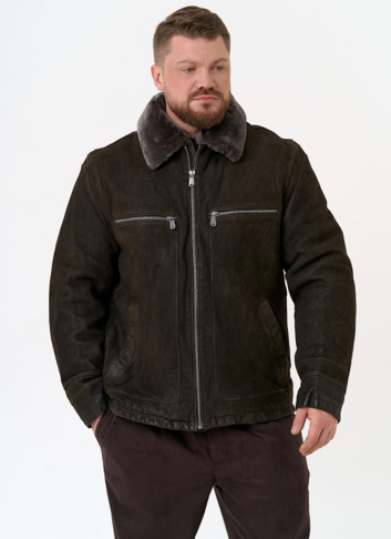 Куртка из натуральной кожи с отделкой из овчины