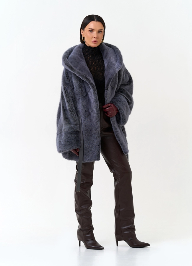 Женская норковая шуба с капюшоном модель № 33702 универмаг малина фото