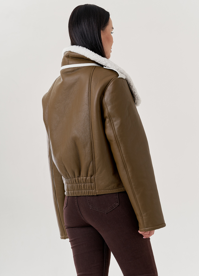 Женская дубленка пилот  модель № 79597 универмаг малина