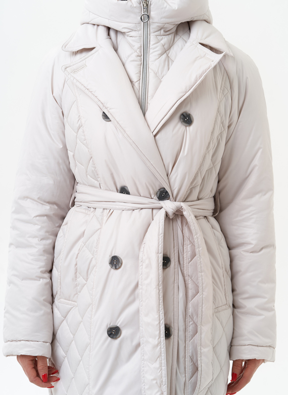 Женское утепленное пальто со съемным капюшоном
