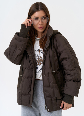 Женская куртка с трикотажным капюшоном