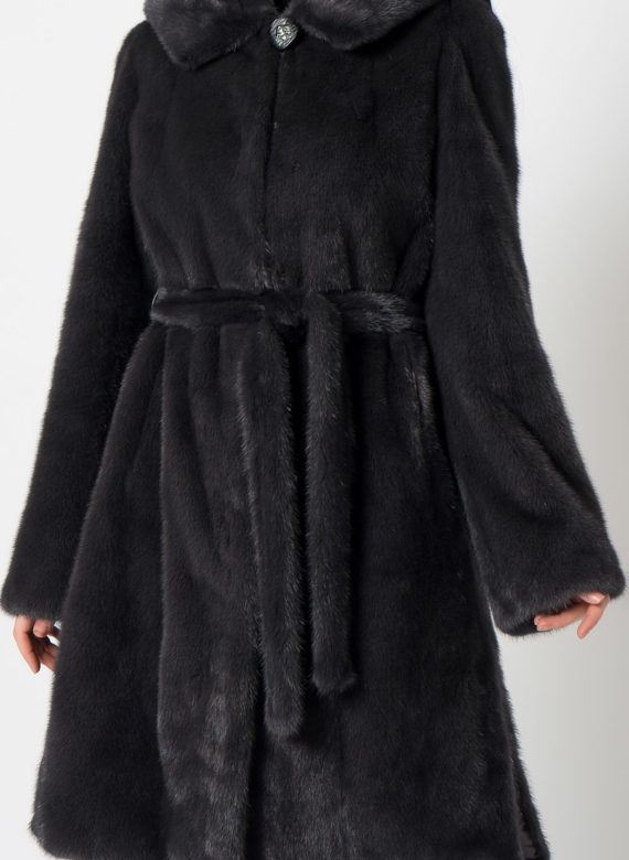 Норковая шуба с поясом