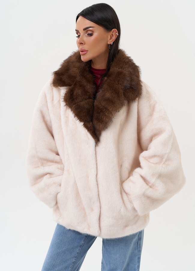 Женская куртка из эко меха модель № 31250 универмаг малина