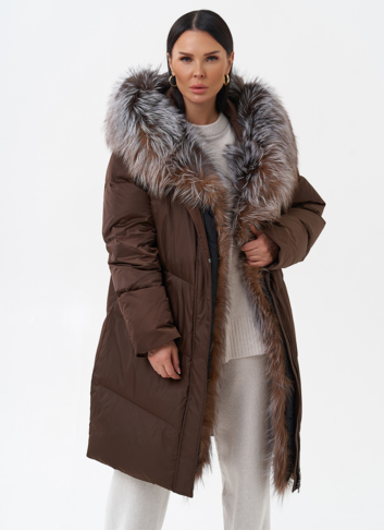 Пуховик с отделкой из меха блюфрост