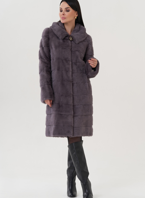 Шуба из норки с капюшоном 