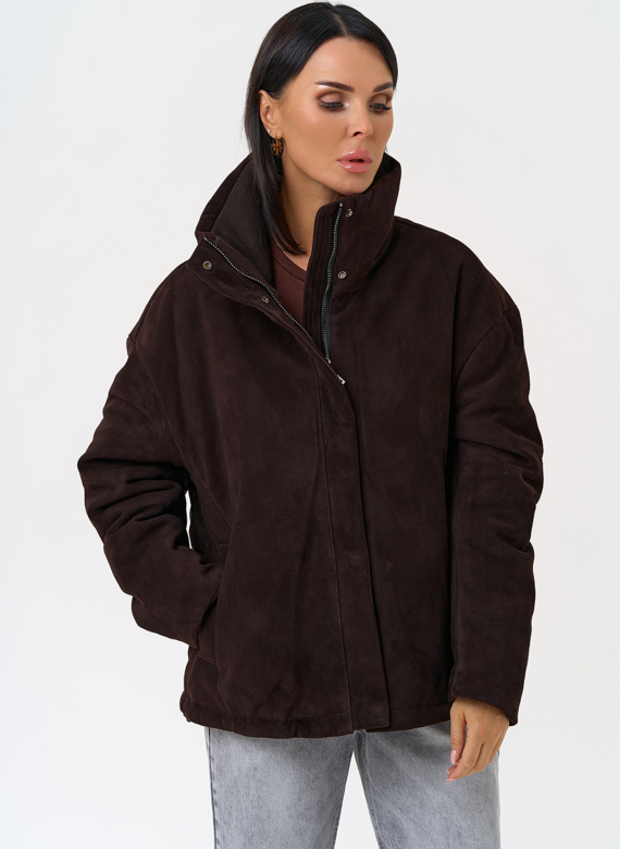 Куртка -пуховик из натуральной замши