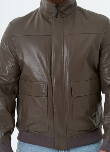 Мужская куртка бомбер из натуральной кожи