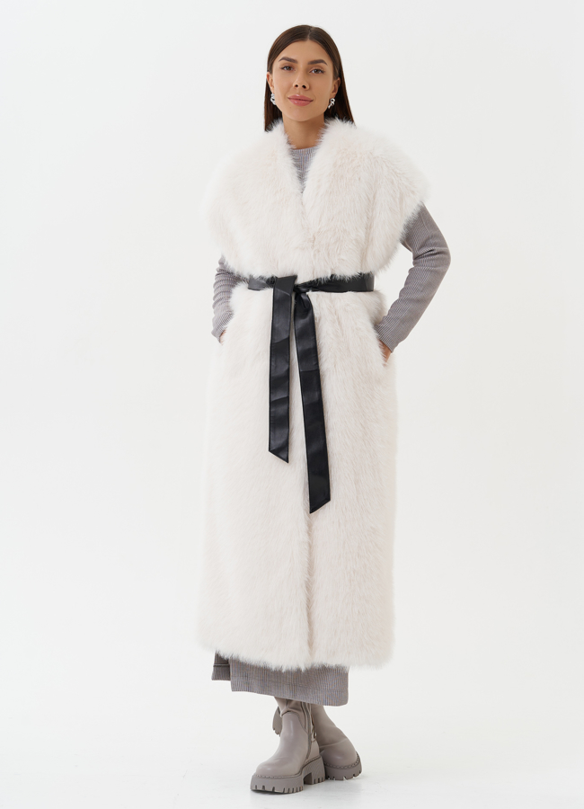 Удлиненный жилет из экомеха модель № 27751 в кредит