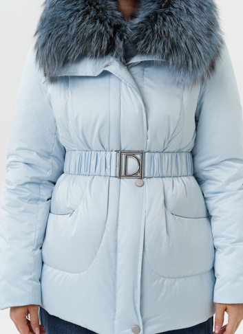 Пуховик с мехом чернобурки