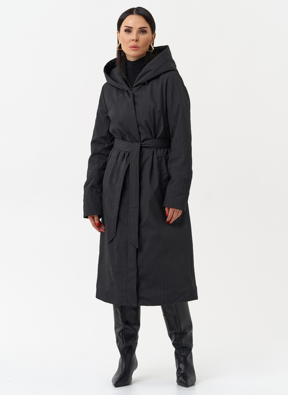 Пальто женское утепленное с эффектом жатой ткани