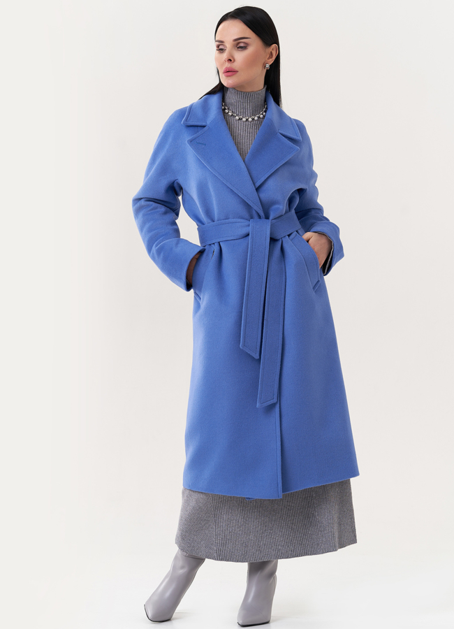 Женское пальто с английским воротником модель № 26840 меха малина