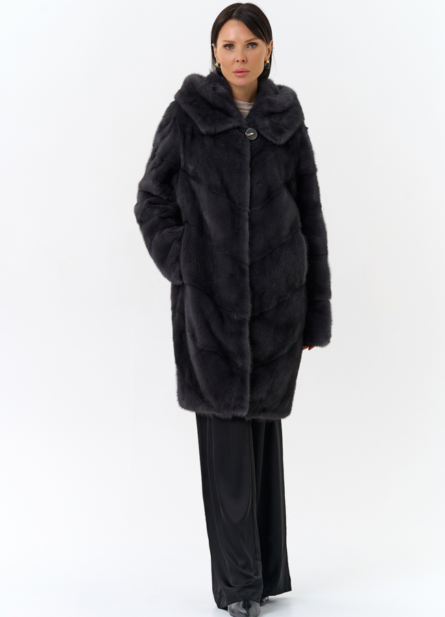 Норковая шуба - баллон модель № 24735 меха малина