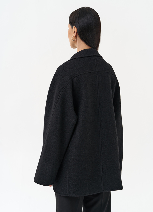 фото Укороченное пальто с английским воротником модель № 28419