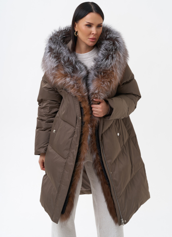 Пуховик с отделкой из меха блюфрост