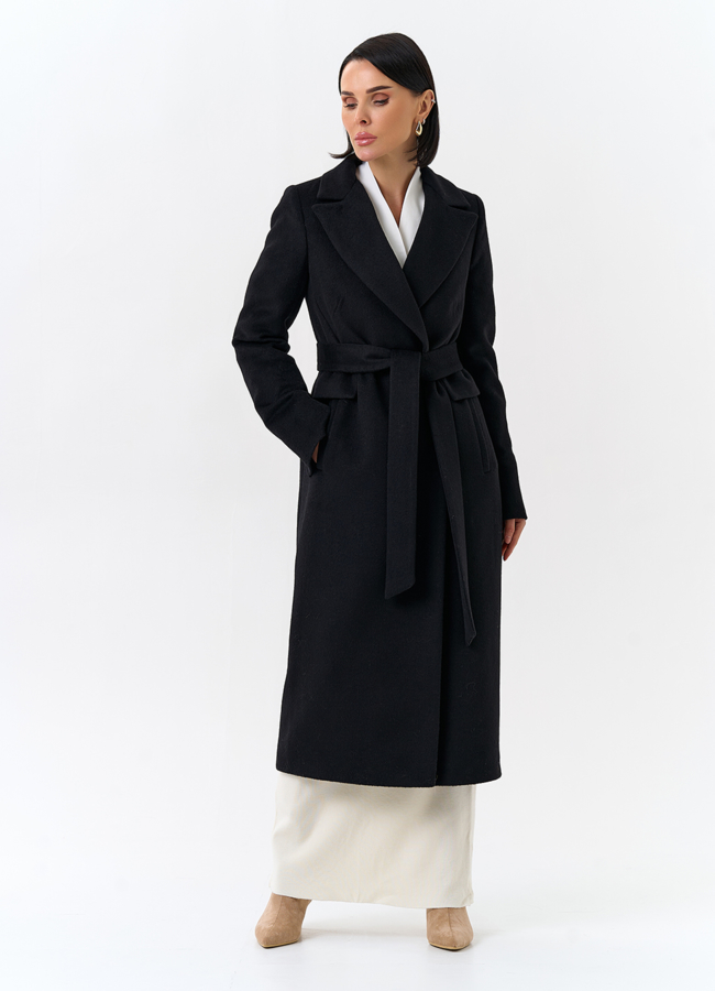 Женское пальто с поясом модель № 32513 универмаг малина