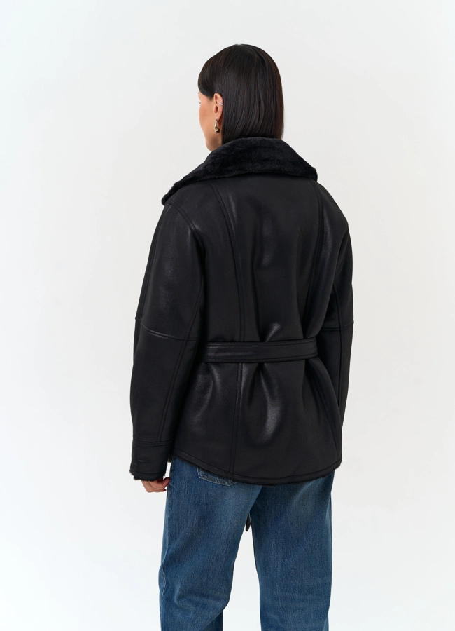 фото Женская дубленка из эко замши модель № 33885