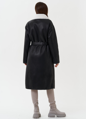 Удлиненное пальто из эко замши