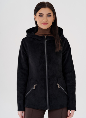 Куртка из эко замши с капюшоном