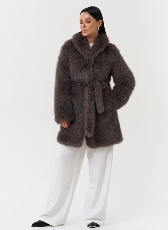 Шуба из эко меха под песца