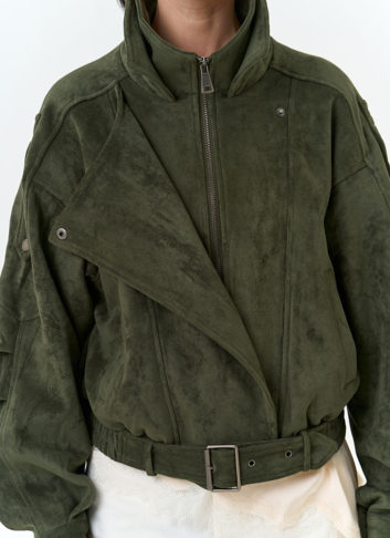 Женская куртка бомбер из эко замши 