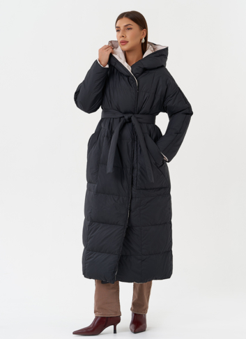 Женский двухсторонний пуховик с капюшоном