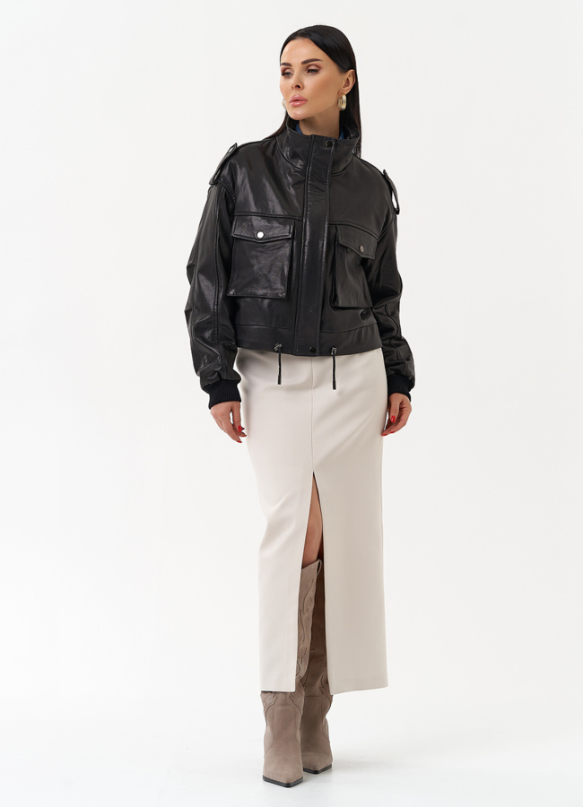 Женская куртка бомбер из натуральной кожи модель № 30096 в кредит