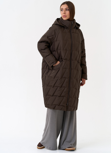 Женское свободное пальто с капюшоном