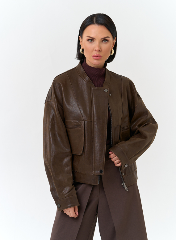 Женская куртка бомбер из натуральной кожи