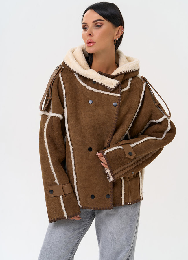 Натуральная дубленка в этническом стиле модель № 31362 универмаг малина