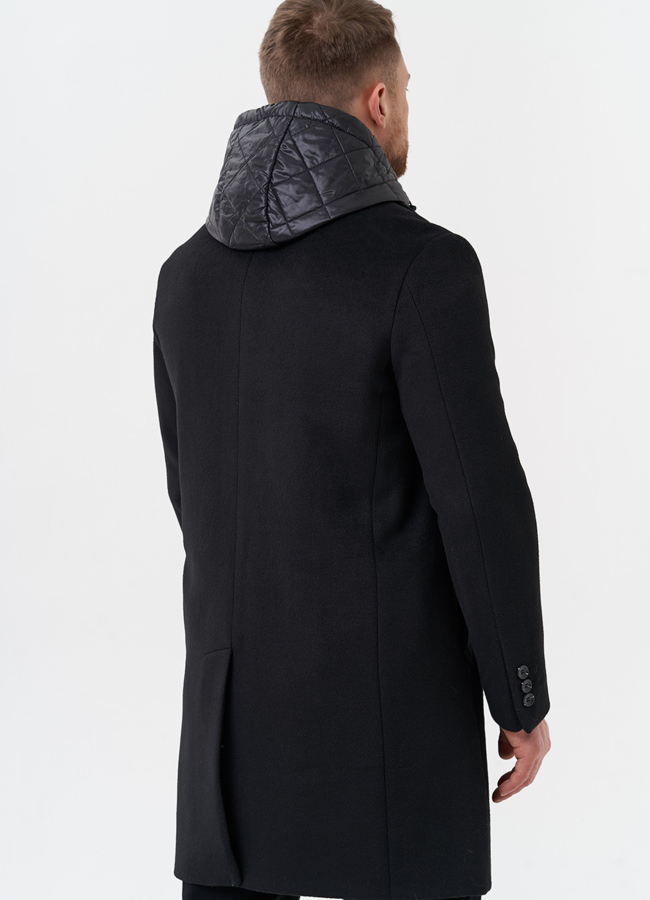 Мужское пальто черного цвета модель № 28676 в кредит