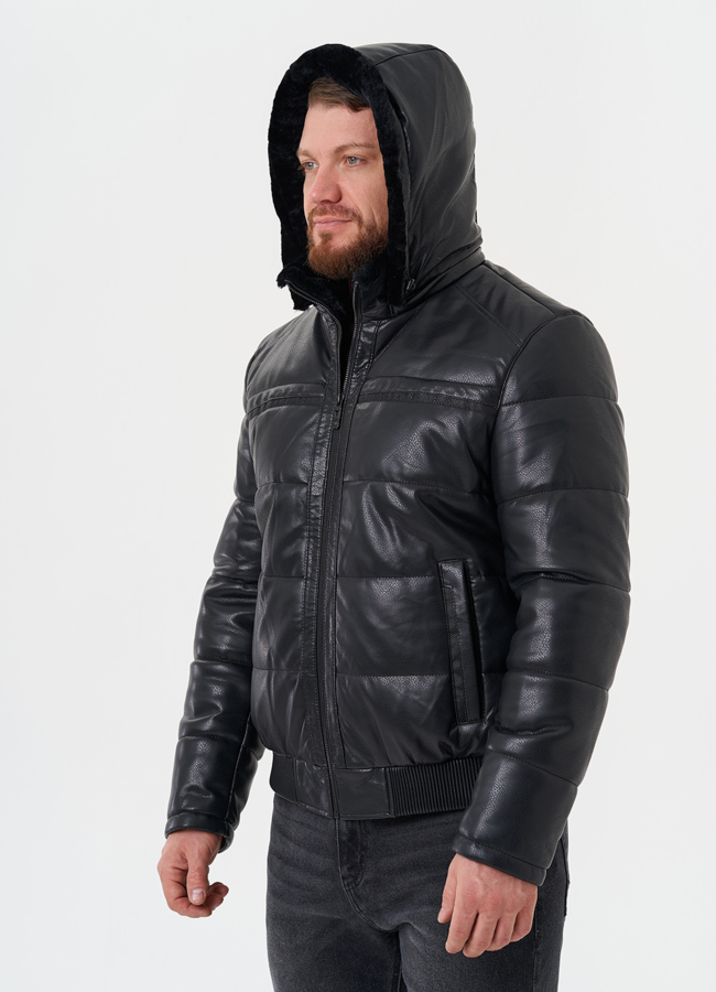 Утепленная куртка из эко кожи модель № 27740 универмаг малина