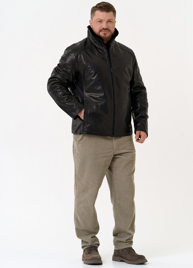 фото Мужская дубленка черного цвета модель № 31778