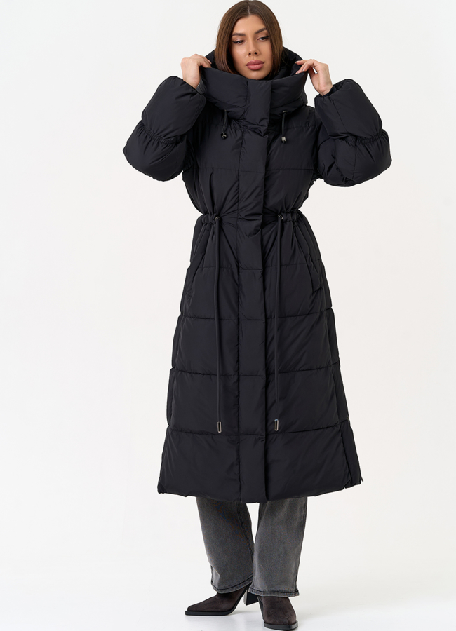 Женский пуховик черного цвета с капюшоном модель № 31581 в кредит