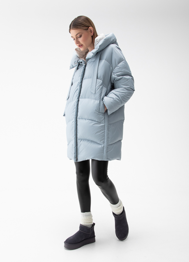 Женский пуховик с капюшоном  модель № 28014 в рассрочку