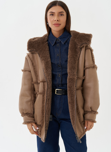 Двухсторонняя дубленка из эко кожи