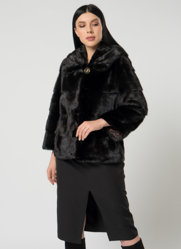 Норковая шуба с капюшоном
