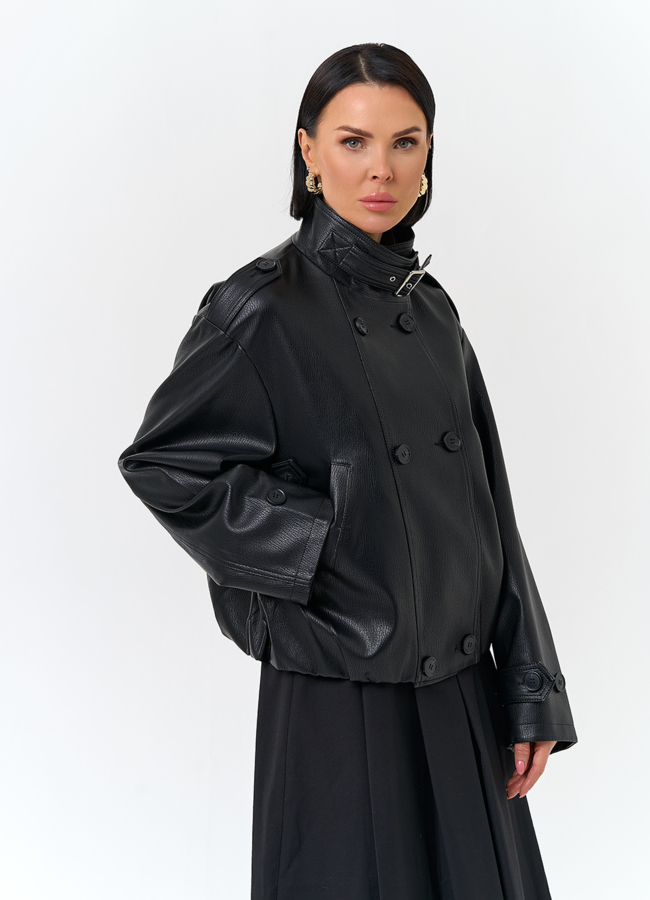 Женская куртка из эко кожи черного цвета модель № 32738 универмаг малина