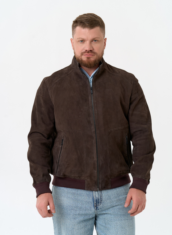 Мужская куртка бомбер из натуральной замши