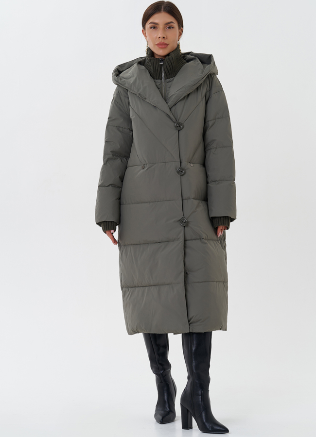 фото Женский пуховик с манишкой модель № 28565