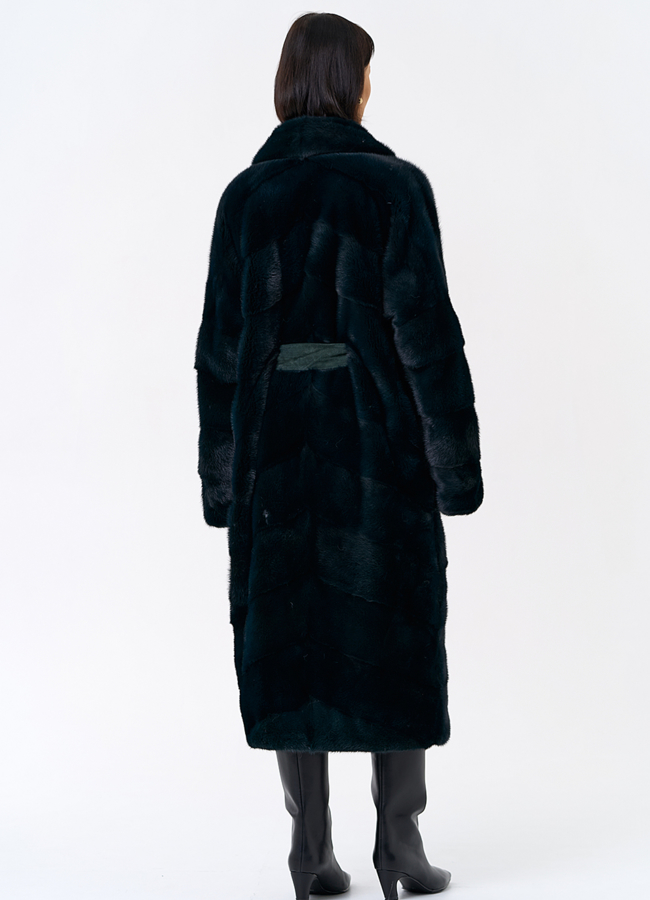 фото Зеленая шуба из норки модель № 31872