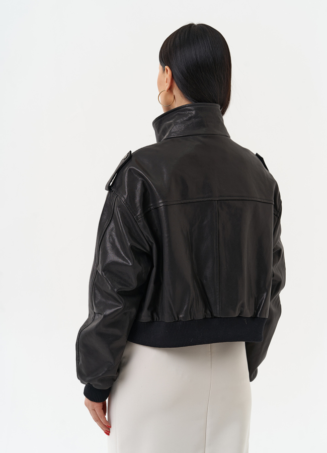 фото Женская куртка бомбер из натуральной кожи модель № 30096