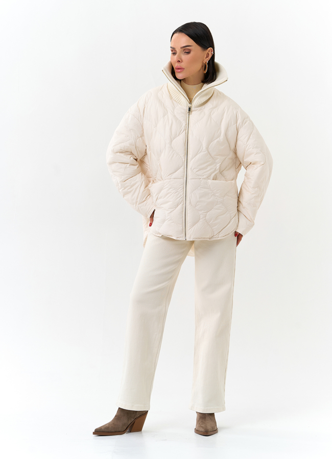 Женская двухсторонняя куртка с высоким воротником модель № 32664 универмаг малина