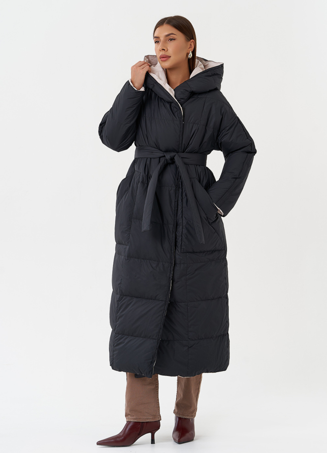 фото Женский двухсторонний пуховик с капюшоном модель № 28817