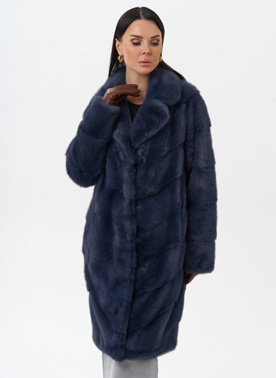 Норковая шуба с английским воротником 