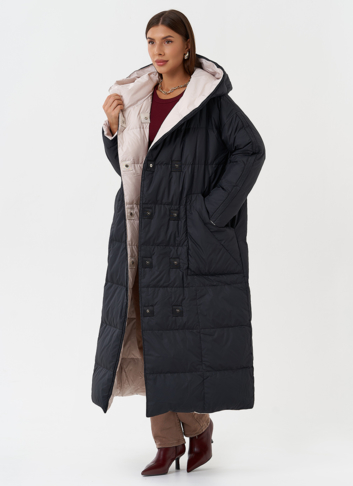 Женский двухсторонний пуховик с капюшоном