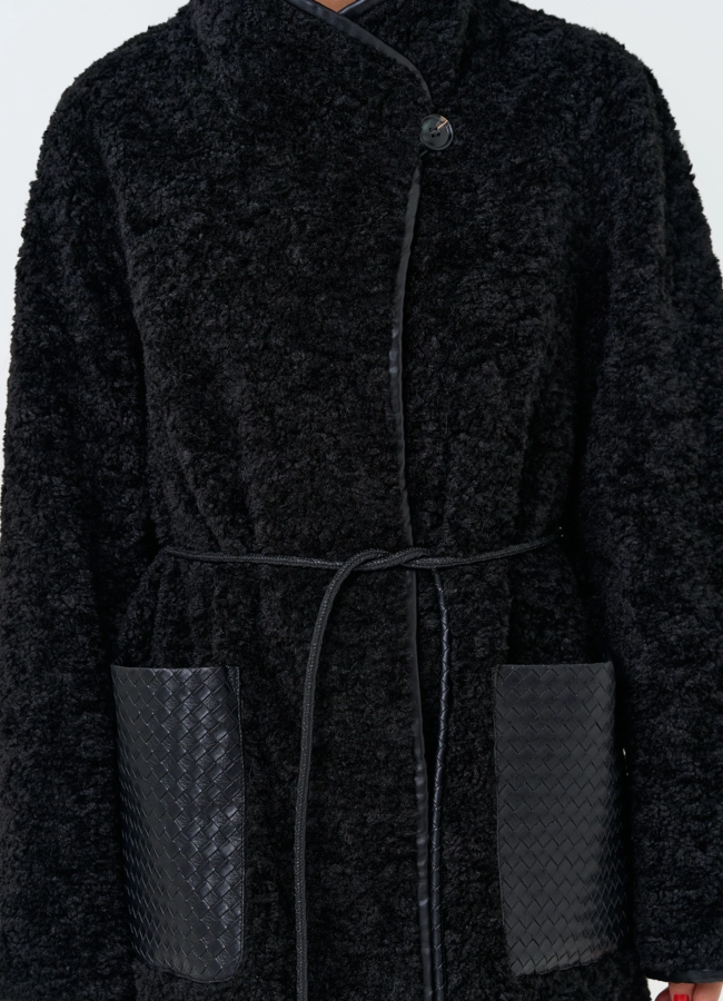 Женское пальто из эко меха модель № D490 универмаг малина