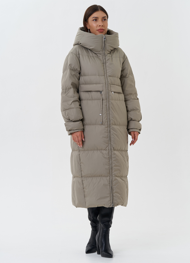 фото Длинный пуховик с капюшоном модель № 28506