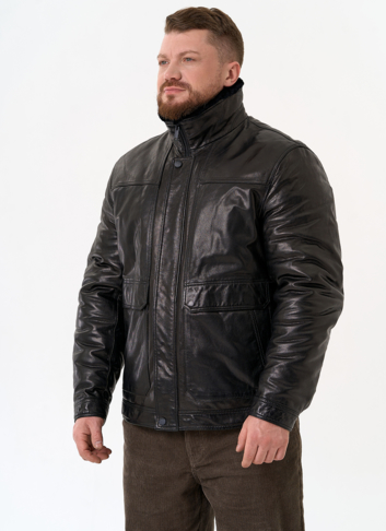 Куртка из натуральной кожи черного цвета