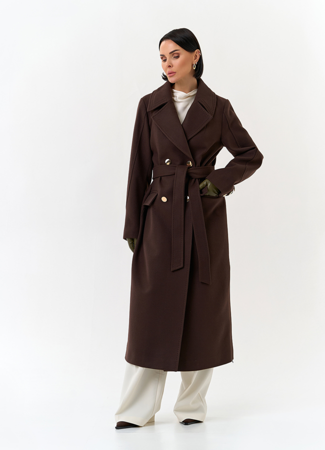 Женское пальто с английским воротником модель № 32806 меха малина