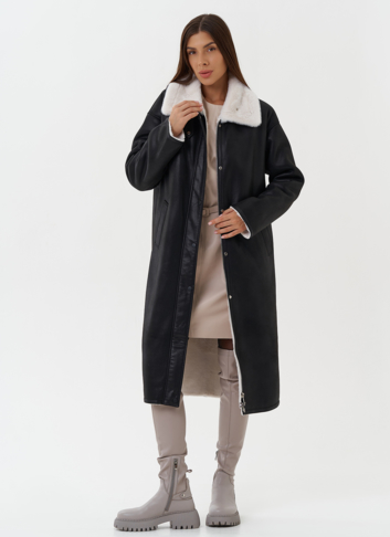 Удлиненное пальто из эко замши